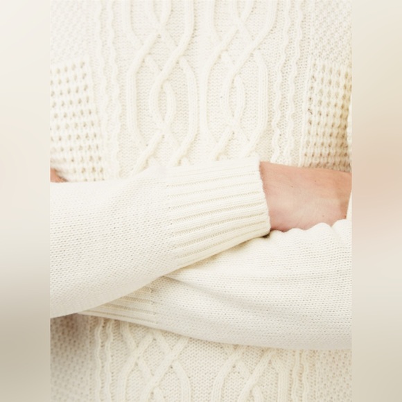 Ben Sherman Men's Ivory Cable Knit Sweater - Picture 8 of 10